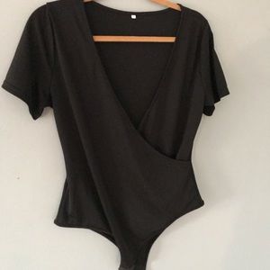 Tops - BLACK cross over BODY SUIT Tops - BLACK cross over BODY SUIT